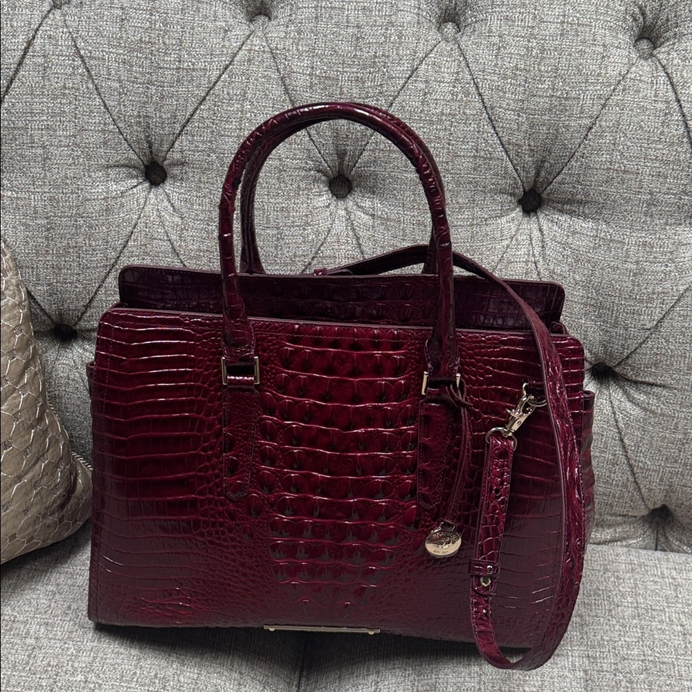 Brahmin Red Croc-Embossed Shoulder Bag